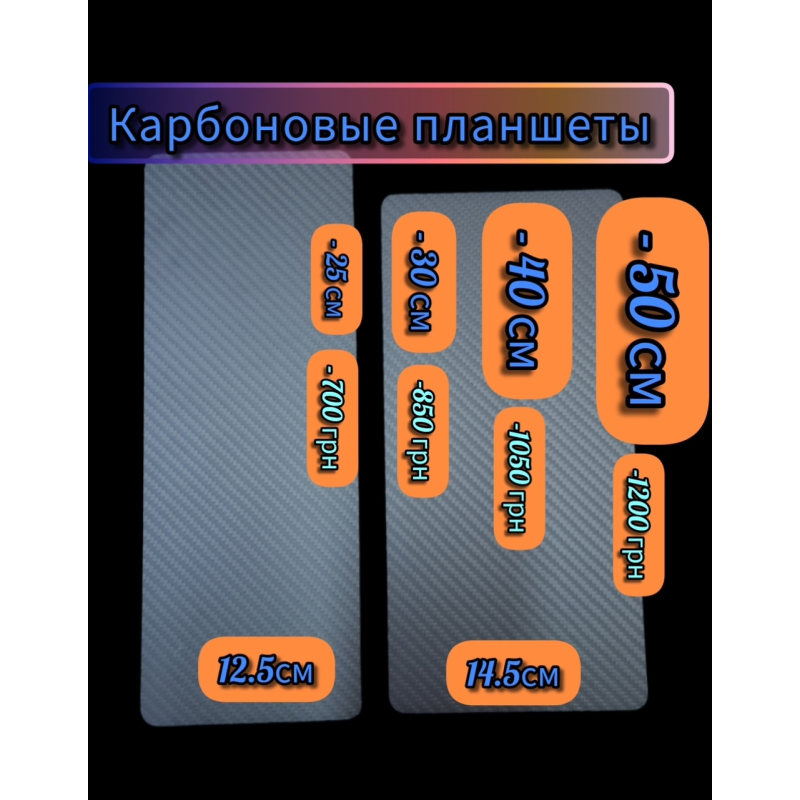 Карбоновий планшет ультратонкий 0,8 мм ширина 14.5 см * довжина 25 см